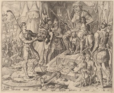 Davi com a cabeça de Golias diante de Saul de after Maerten van Heemskerck