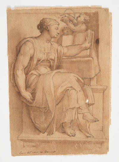 Erythean Sibyl do teto da Capela Sistina, depois de Michelangelo de after Michelangelo Buonarroti
