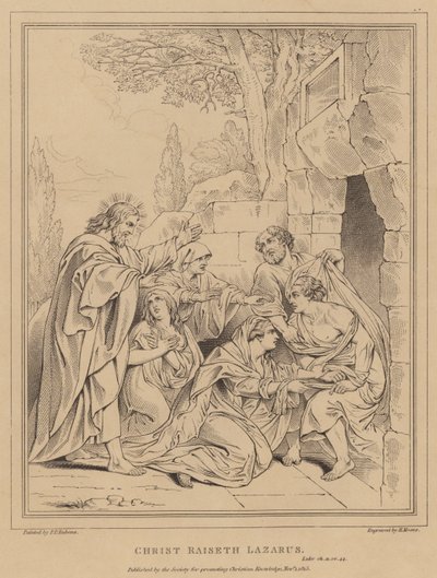 Cristo ressuscita Lázaro, Lucas de after Peter Paul Rubens