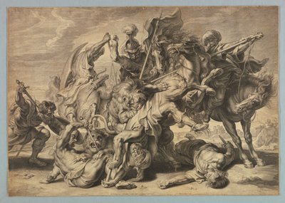 Grande caça ao leão de after Peter Paul Rubens