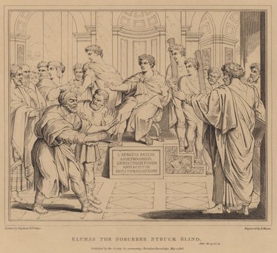 Elymas, o Feiticeiro, ficou cego, Atos de after Raphael
