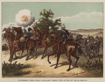 13-Pounders Royal Horse Artillery entrando em ação no Tel-El-Mahuta de after Richard Simkin
