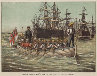Homem britânico de barco de guerras no porto de Alexandria de after Richard Simkin