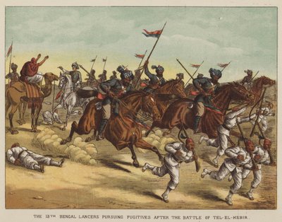 Os 13º Lancers de Bengala perseguindo fugitivos após a Batalha de Tel-El-Kebir de after Richard Simkin