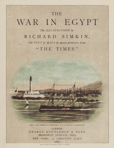 Ilustração da página de rosto da Guerra no Egito de after Richard Simkin