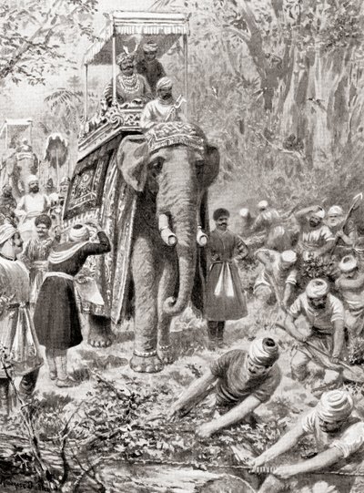 Uma inspeção de Sher Shah Suris Great North Road, (agora The Grand Trunk Road), de Hutchinsons História das Nações, pub.1915 de after Robert Dudley