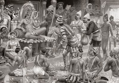Pulakeshin II, o Chalukaya, recebendo enviados da Pérsia em Badami, da Hutchinsons História das Nações, pub.1915 de after Robert Dudley