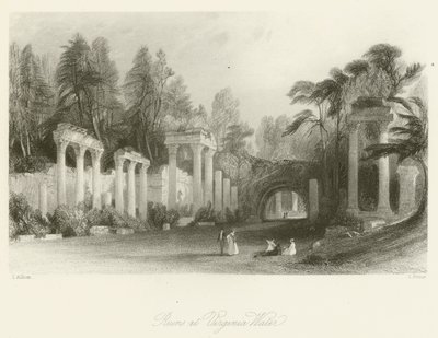 Ruínas na Virginia Water de after Thomas Allom