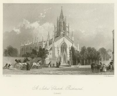 Igreja de St Johns, Richmond, 1840 de after Thomas Allom