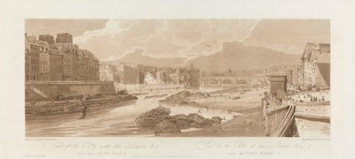 Vista da Cidade com o Louvre. 1802; Placa 3 de Views em Paris, o Volume Emanuel de after Thomas Girtin
