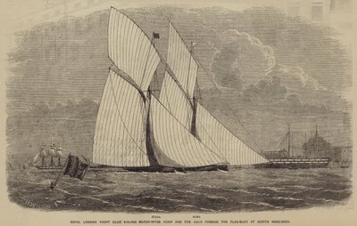 Royal London Yacht Club partida de vela, a brincadeira e a Julia passando a bandeira-bóia em North Woolwich de after Thomas Harrington Wilson