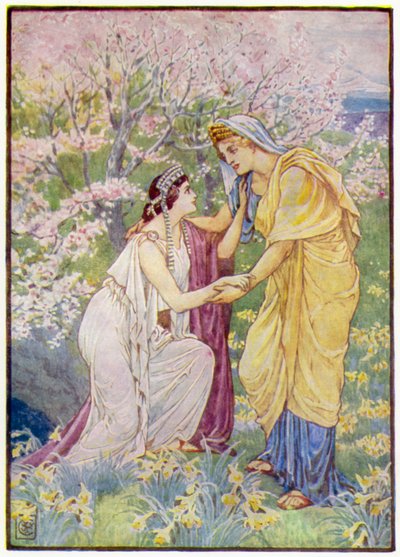 Deméter se alegrou, pois sua filha estava ao seu lado de after Walter Crane