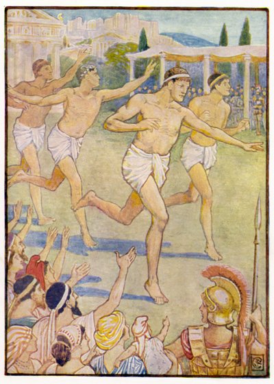 Nos primeiros tempos, uma simples corrida a pé era o único evento de after Walter Crane