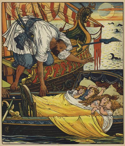 O Corsário resgata as crianças de after Walter Crane