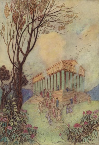 Geoffrey Chaucer, o Parlamento dos pássaros de after Warwick Goble