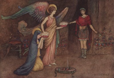 Geoffrey Chaucer, o segundo conto de freiras de after Warwick Goble