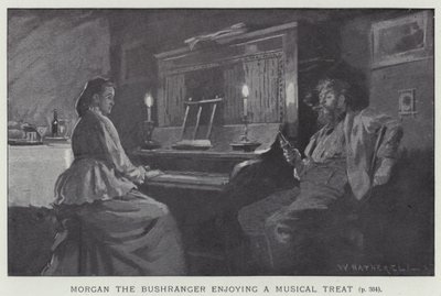 Morgan o bushranger desfrutando de um deleite musical de after William Hatherell
