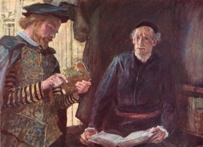 Shakespeare, comprando um livro de um bookstall em St Pauls Churchyard, Londres de after William Hatherell