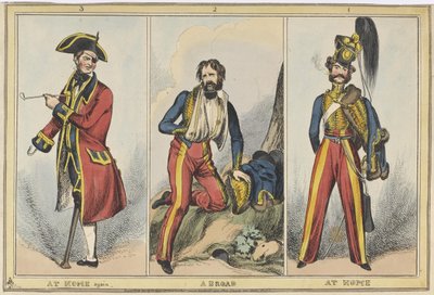 &39;1. Em casa 2. No exterior 3. Em casa novamente &39;, c.1830 (gravura colorida) de after William Heath