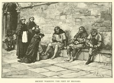 Becket lavando os pés dos mendigos de after William Henry Margetson