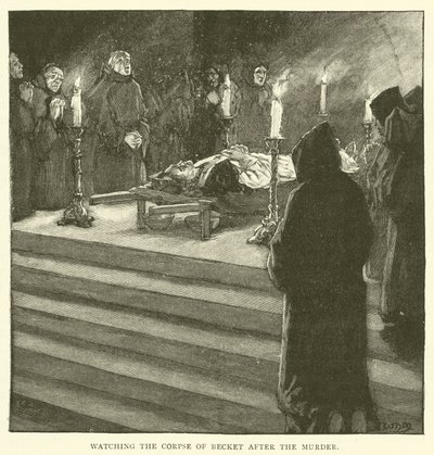 Observando o cadáver de Becket após o assassinato de after William Henry Margetson