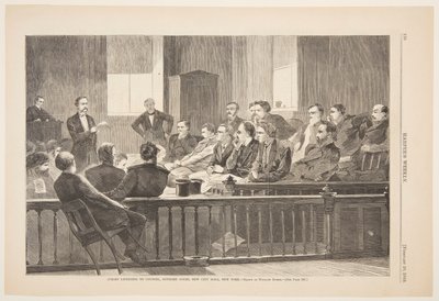 Jurados Ouvindo o Advogado, Suprema Corte, New City Hall, Nova York de Winslow Homer