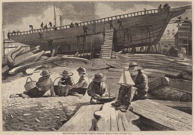 Construção de navios, porto de Gloucester de Winslow Homer