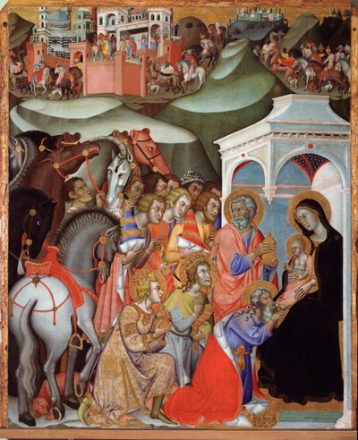 Adoração dos Magos Pintura de Bartolo di Fredi de also Manfredi de Battilori Bartolo di Fredi