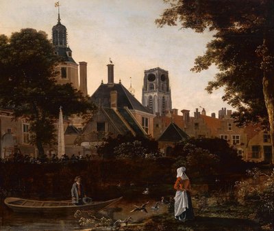 Neerlandês: Stadsgezicht te Rotterdam met de Sint Laurenstoren Vista de Roterdão, com a torre do St. Laurenskerk de anonymous 