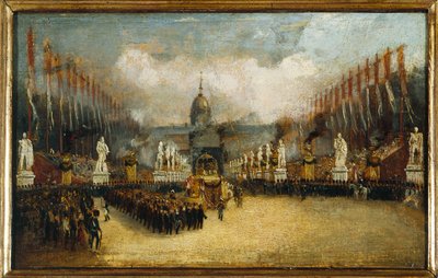 Francês: Chegada das cinzas de Napoleão à esplanada dos Inválidos, 15 de dezembro de 1840. de anonymous 