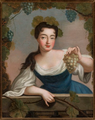 Mulher com um cacho de uvas de anonymous 