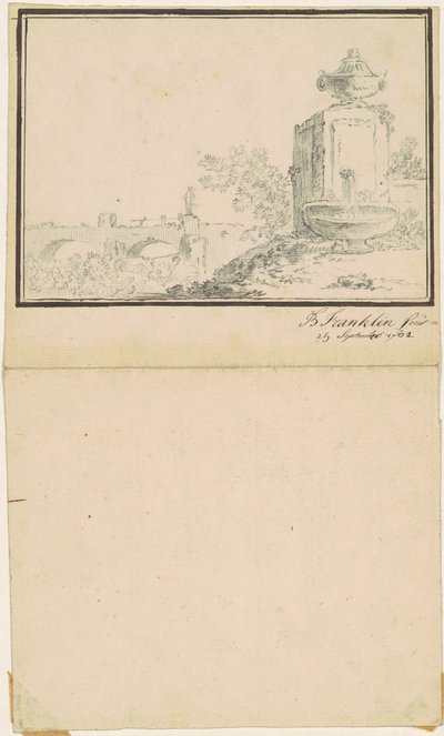 Paisagem com uma fonte de attributed to Benjamin Franklin Bache