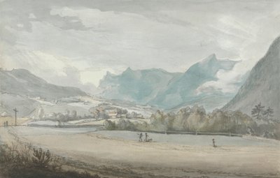 Paisagem montanhosa com figuras de attributed to Benjamin West