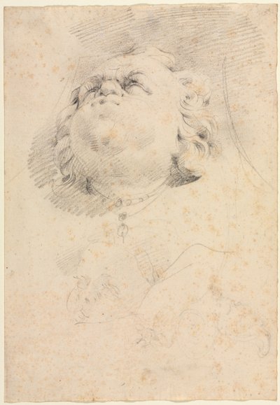 Esboço de uma cabeça após a fonte de Netuno de Giambologna de attributed to Christophe Veyrier