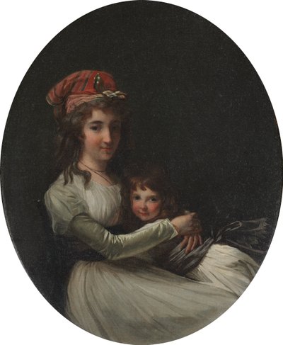 Retrato de uma mãe e filha de attributed to Henri Pierre Danloux