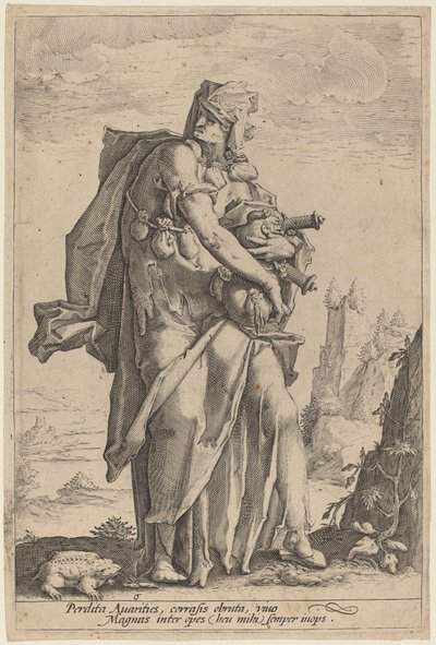 Avareza de attributed to Jacob Matham, after Hendrik Goltzius