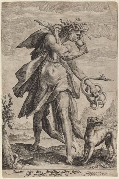 Inveja de attributed to Jacob Matham, after Hendrik Goltzius