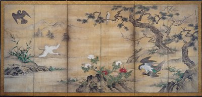 pássaros e flores de attributed to Kano Shōei