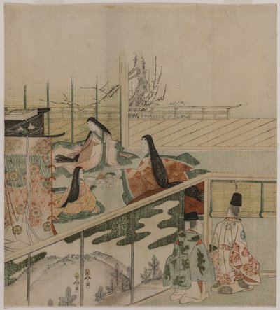 Damas da corte fazendo bonecas de attributed to Kubo Shunman