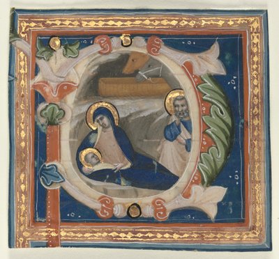 Inicial Historiada (P) Extirpada de um Gradual: A Natividade de attributed to Lippo Vanni