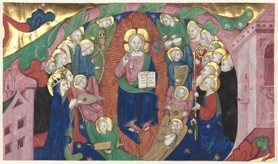 Fragmento de uma inicial historiada de um livro de coro: Cristo em majestade de attributed to Michelino Molinari da Besozzo