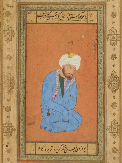 Retrato de um homem santo ajoelhado, do álbum Prince Salim de attributed to Mir Sayyid Ali (Persian, active in India