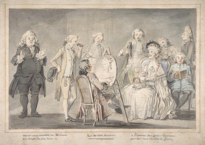 Desenho satírico: Pintar um Retrato de uma Velha Senhora, 1729-1804. de attributed to Pietro Antonio Novelli.