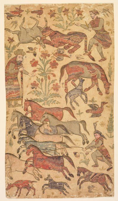 Uma imagem em mármore de Rustam pegando Rakhsh de attributed to Shafi