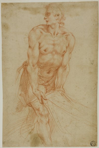 Homem a puxar o lençol: Estudo para o sepultamento [Sacristia da Certosa di San Martino, Nápoles, 1596] de called Cavaliere d
