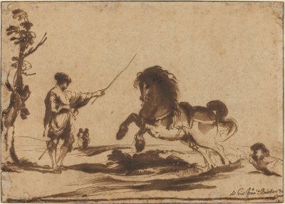 Paisagem com a domesticação de um cavalo de called Guercino Giovanni Francesco Barbieri
