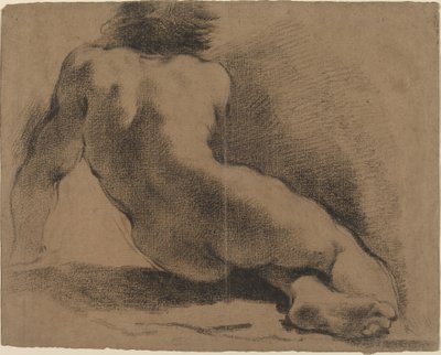 Menino nu sentado visto de costas de called Guercino Giovanni Francesco Barbieri