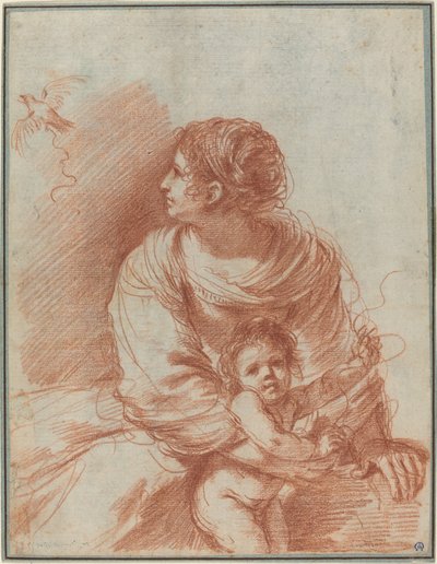 A Madona e a Criança com um Pintassilgo Escapou de called Guercino Giovanni Francesco Barbieri