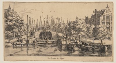 De Eenhorns Sluys, de Vistas de Amesterdão de called Zeeman Reinier Nooms