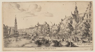 O Noorder Marckt com o Kerck, de Vistas de Amesterdão de called Zeeman Reinier Nooms
